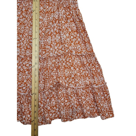 SANS SOUCI Orange Floral Baby Doll Dress Women's M Deep V-neck Strappy Strapless - Picture 8 of 10